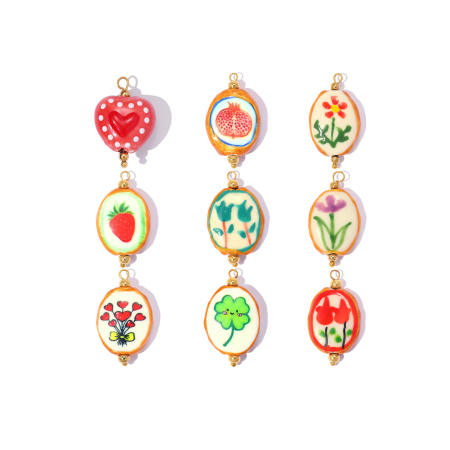 Pendentifs pour femmes en céramique dorée, forme elliptique, style simple et élégant