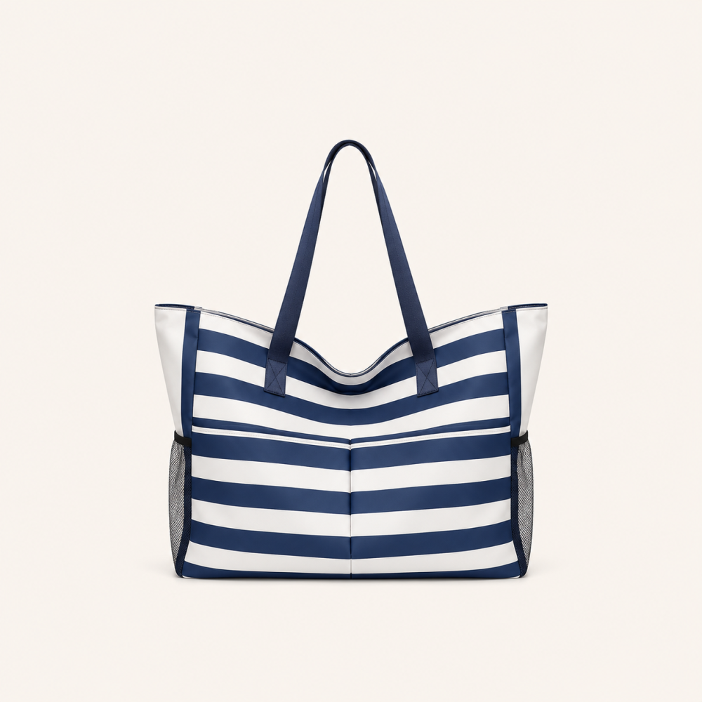 Sac Cabas Femme En Nylon À Rayures Imprimées, Style Décontracté Image2