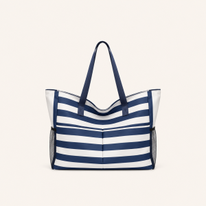 Sac Cabas Femme En Nylon À Rayures Imprimées, Style Décontracté h5 Image2