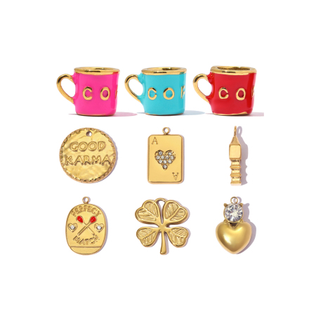 Pendentifs pour femmes en acier inoxydable étanche, couleur or, forme irrégulière, à faire soi-même, série Simple