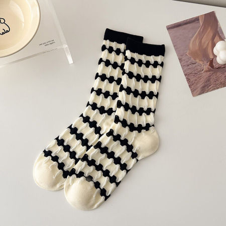 Chaussettes mi-mollet à rayures décontractées et blocs de couleur High Bounce