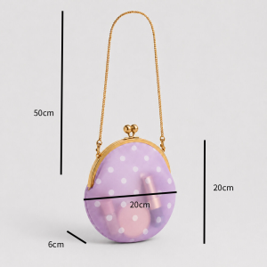 Sac Rond Pour Femme En Pvc Transparent À Pois Imprimé Uni, Style Parisien Chic, Avec Détails Métalliques. h5 Image3