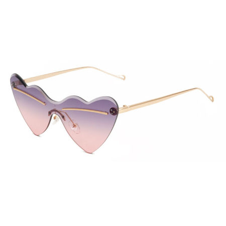 Lunettes de soleil romantiques à monture cœur simple et irrégulière, dégradé de couleurs