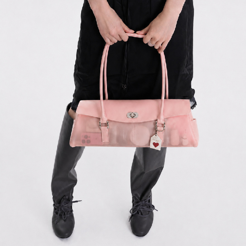 Sac À Main Femme Style Décontracté En Pvc Transparent Uni Avec Quincaillerie Métallique Image2