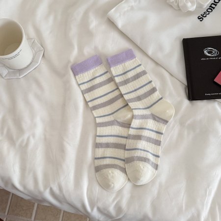 Chaussettes mi-mollet à rayures basiques Slight Bounce Color Clash 2