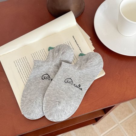 Chaussettes basses basiques à effet rebondi, couleur unie, motif animal. 2