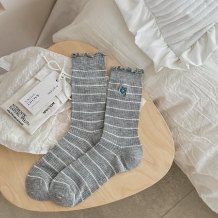 Chaussettes mi-mollet à rayures basiques et imprimé floral Slight Bounce 2