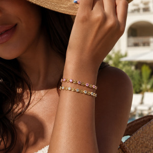 Bracelet Chaîne Simple En Acier Inoxydable Étanche Couleur Or Avec Zircon Pour Femme h5 Image2
