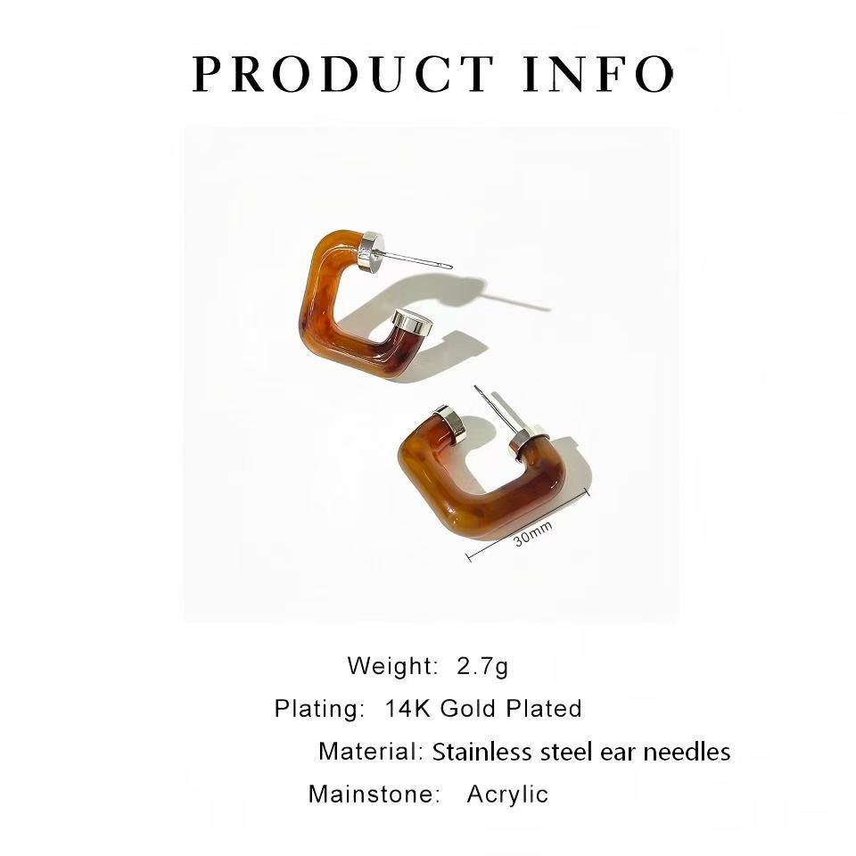 Boucles D'Oreilles Puces Pour Femmes En Acier Inoxydable, Forme Géométrique, Dégradé De Couleurs, Collection Simple Series 