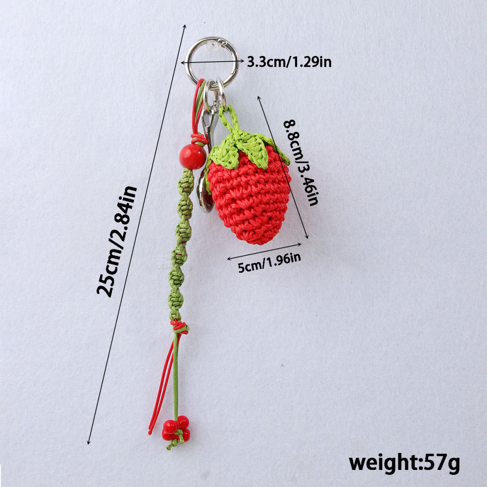 Breloques Pour Sac En Raphia Tissé À La Fraise Douce, Collection Simple 