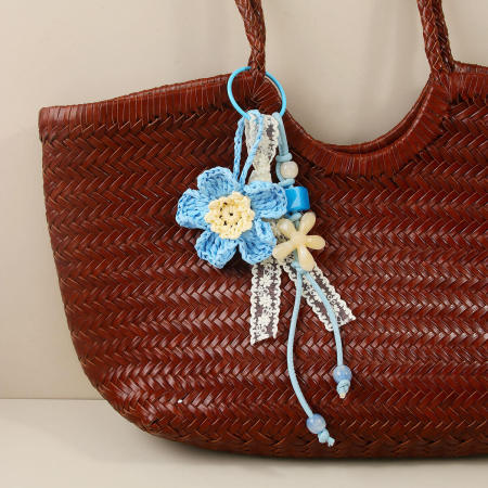 Breloques pour sac en raphia tressé, perles torsadées Sweet Flower de la série Simple