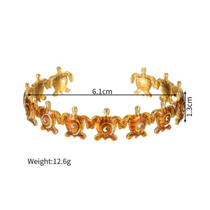 Bracelets Manchettes Pour Femmes En Acier Inoxydable Émaillé, Couleur Or, Style Vacances Océaniques h5 Image3