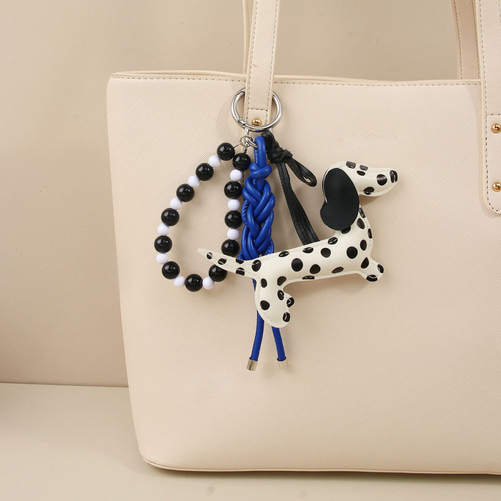 Breloques De Sac En Pu De Qualité Supérieure, Motif Teckel Torsadé À Pois Mignons, Collection Simple Series Image2