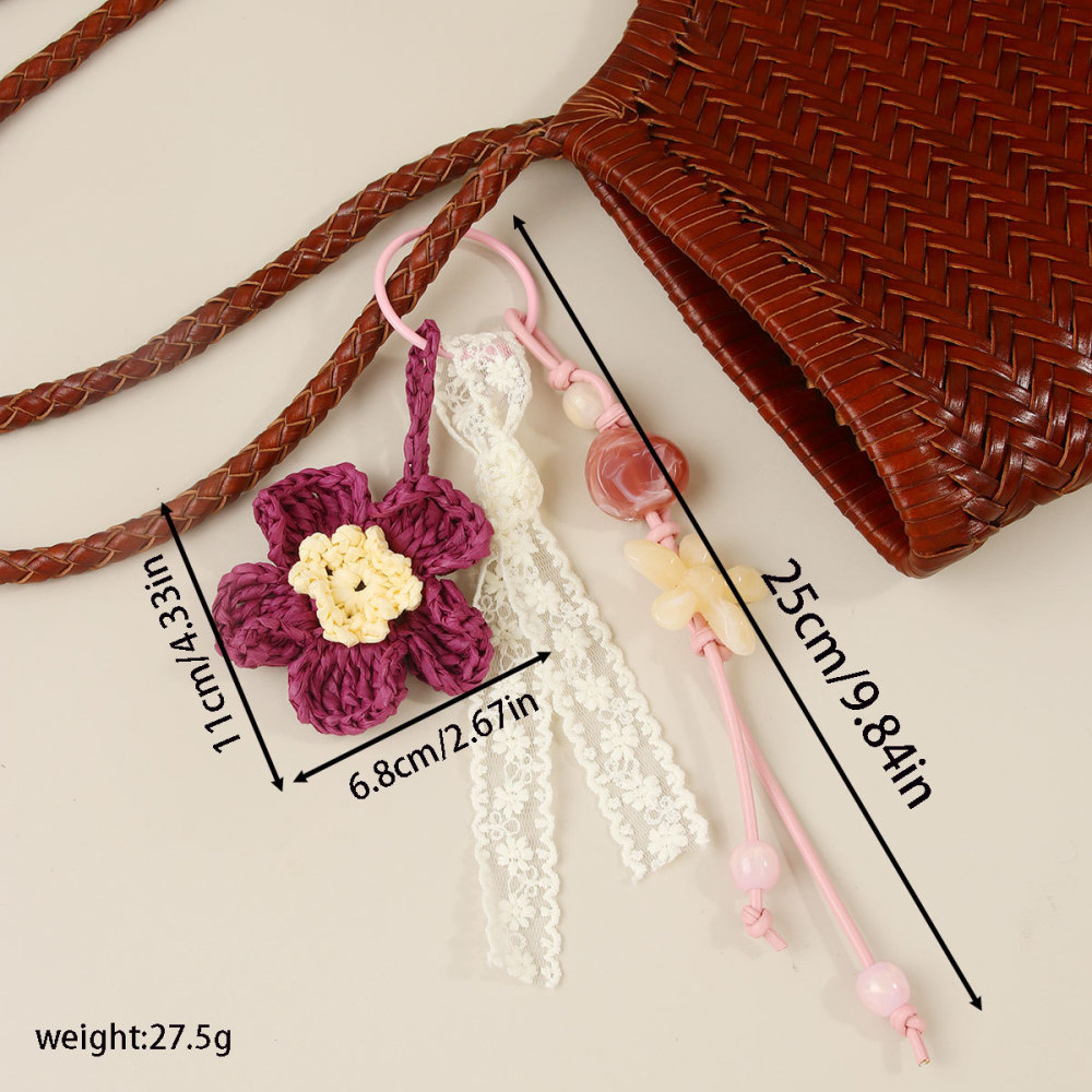 Breloques Pour Sac En Raphia Tressé, Perles Torsadées Sweet Flower De La Série Simple Image3