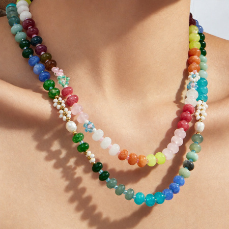 Colliers de perles pour femmes, collection Simple Sweet Flower, en pierres naturelles