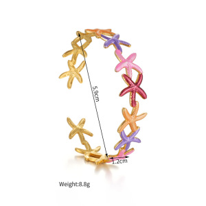 Bracelets Manchettes Étanches En Acier Inoxydable, Motif Étoile De Mer, Style Vacances Océaniques h5 Image4