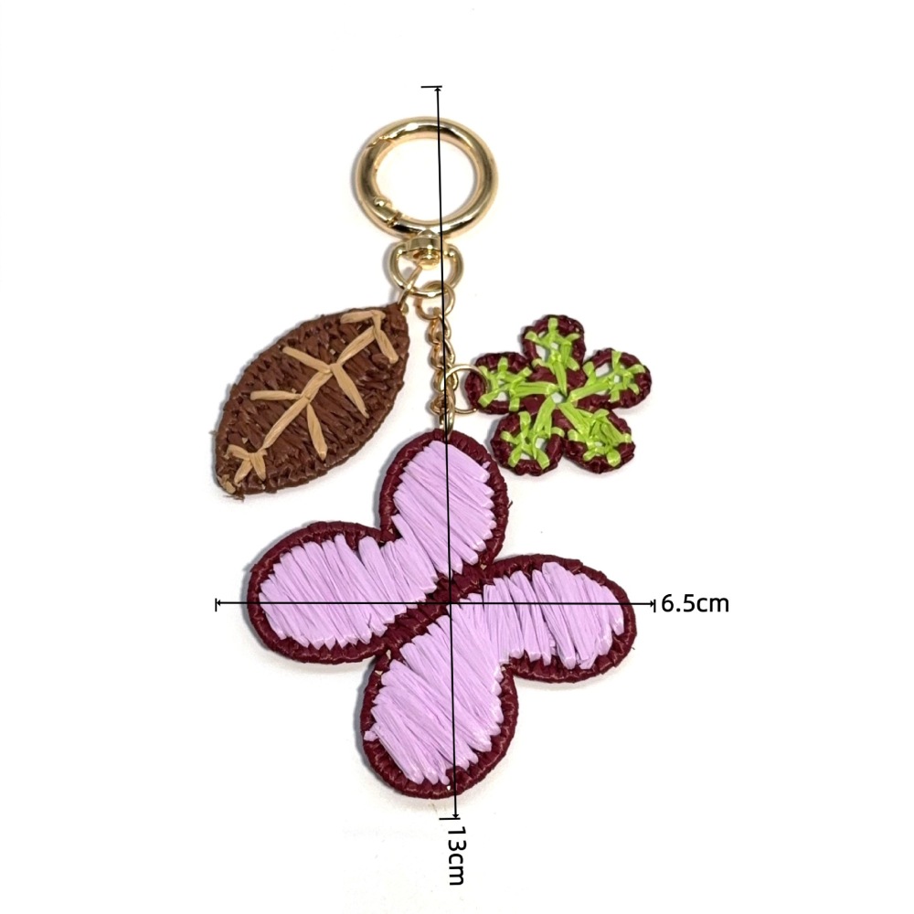 Breloques De Sac En Raphia Tissées En Forme De Papillon Et De Fleur Douce, Collection Simple 