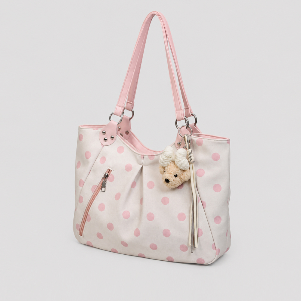 Sac Cabas Femme En Tissu À Pois Cloutés Style Décontracté Image2