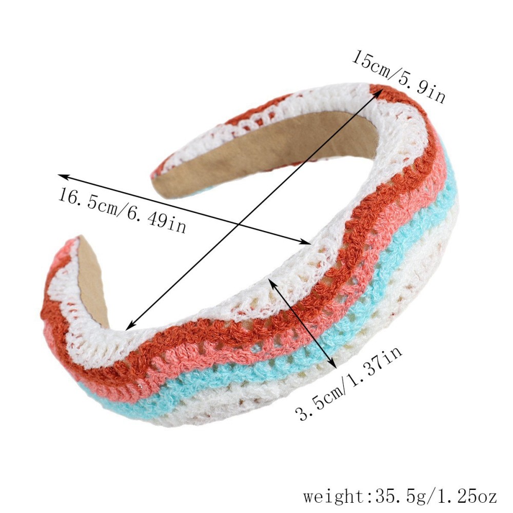 Bandeaux Pour Cheveux En Tissu Tissé À Rayures Florales Multicolores, Collection Ethnique Décontractée h5Image4