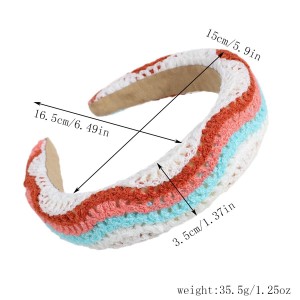 Bandeaux Pour Cheveux En Tissu Tissé À Rayures Florales Multicolores, Collection Ethnique Décontractée h5 Image4