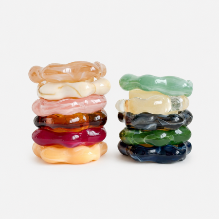 Bracelets pour femmes en résine à dégradé de couleurs, forme irrégulière et style rétro, collection Simple