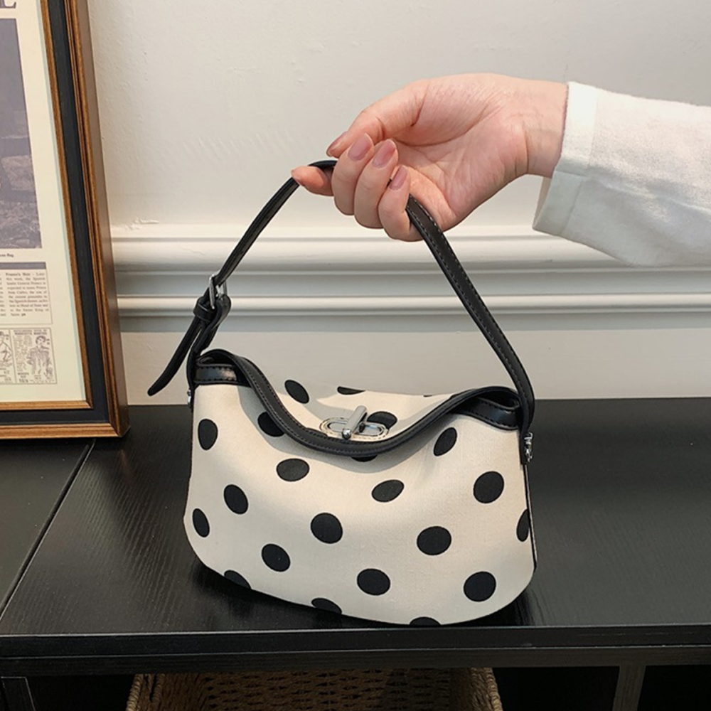 Sac Bandoulière Femme En Tissu À Pois Style Décontracté Image4