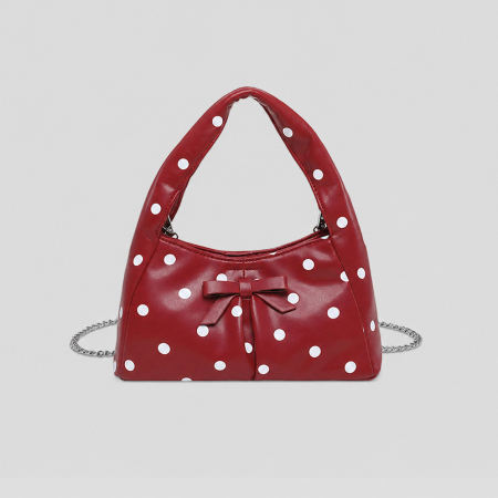 Sacs à main pour femmes en PU à pois et nœud style années 2000