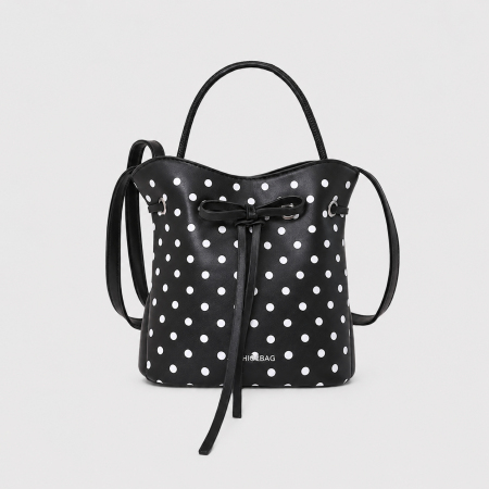 Sac seau pour femme en PU à pois, style parisien chic