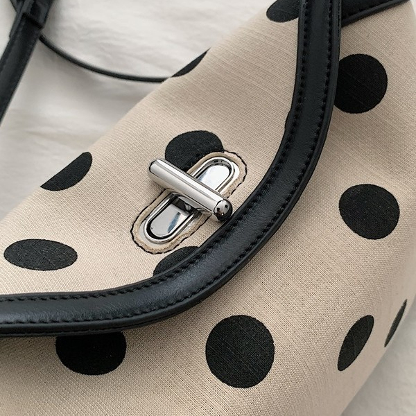 Sac Bandoulière Femme En Tissu À Pois Style Décontracté Image6