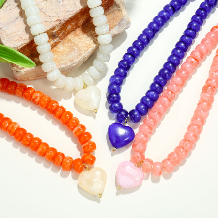 Colliers de perles acryliques Sweet Heart de la série romantique pour femmes 2