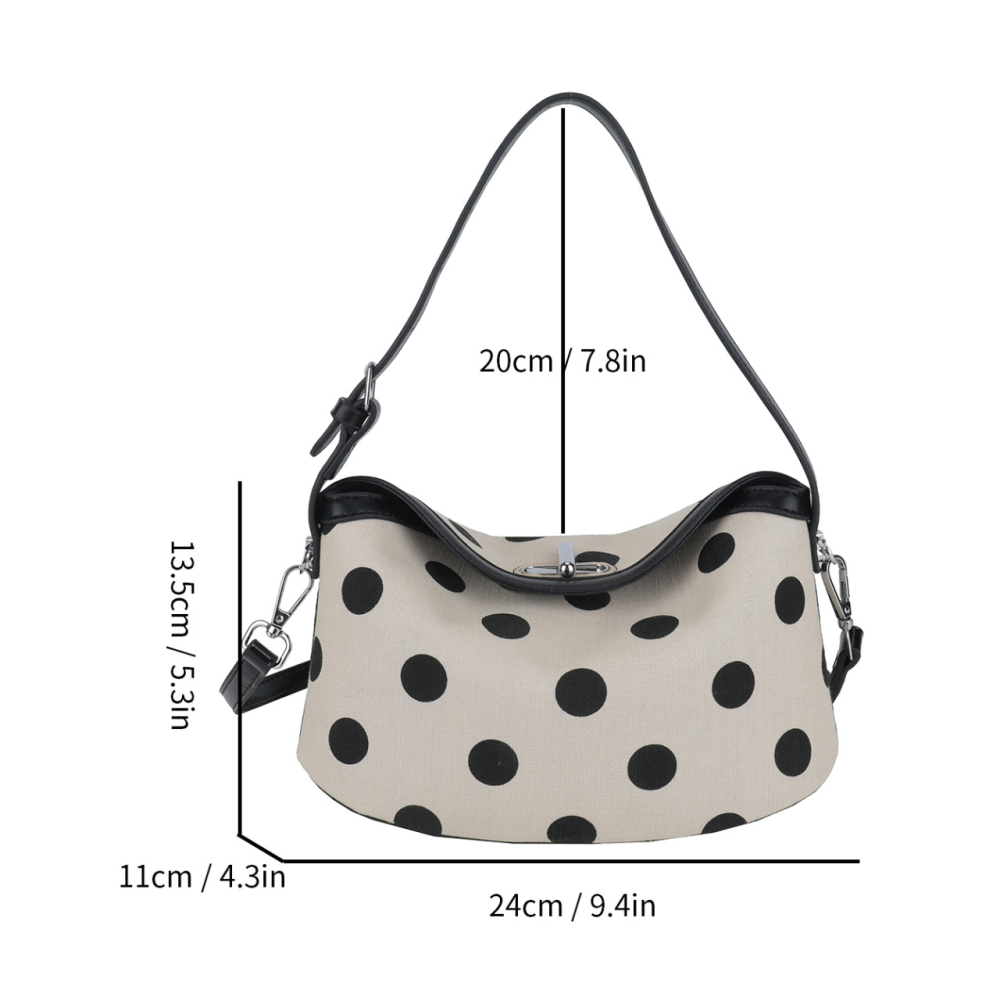 Sac Bandoulière Femme En Tissu À Pois Style Décontracté Image2