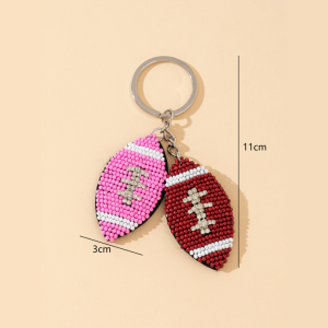 Porte-Clés En Alliage, Strass Et Perles De Sport Tissées En Forme D'Ellipse, De Couleurs Assorties, De La Série Simple Sports. h5