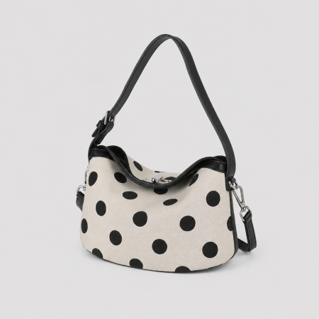 Sac bandoulière femme en tissu à pois style décontracté 2