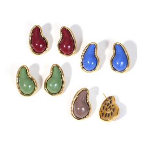 Boucles D'Oreilles Puces En Résine En Forme De Goutte De La Série Classique h5 Image2