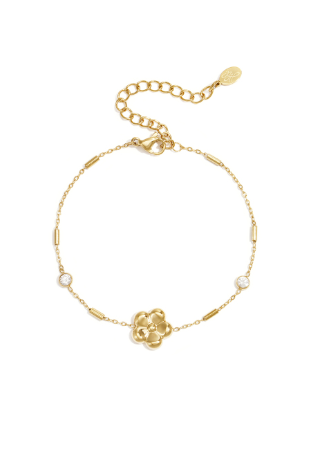 Bracelets à breloques en acier inoxydable, motif floral, collection Daily Simple, bijoux pour femmes