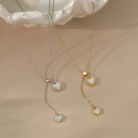 Colliers pendentifs pour femmes en forme de cœur, en acier inoxydable étanche, couleur or, collection Simple Series