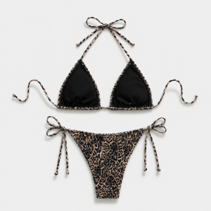 Ensemble Bikini Élégant À Imprimé Léopard Et Bretelles Nouées h5 Image2