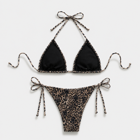 Ensemble bikini élégant à imprimé léopard et bretelles nouées 2