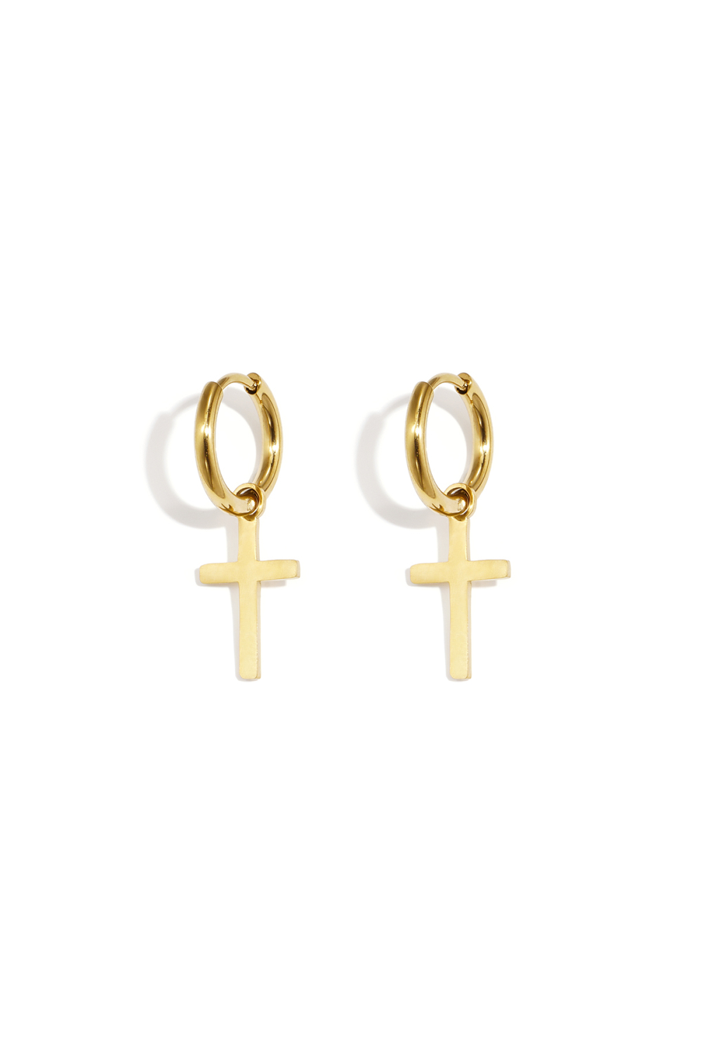 Boucles D'Oreilles Pendantes En Acier Inoxydable, Style Croix, Collection Daily Simple, Bijoux Pour Femmes