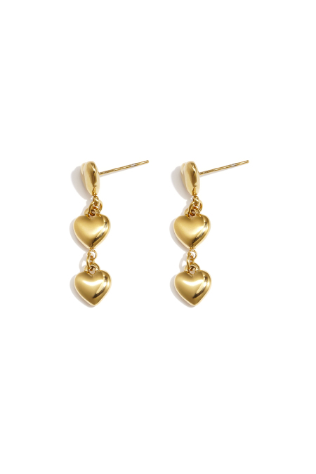 Boucles d'oreilles avec 3 cœurs pendants
