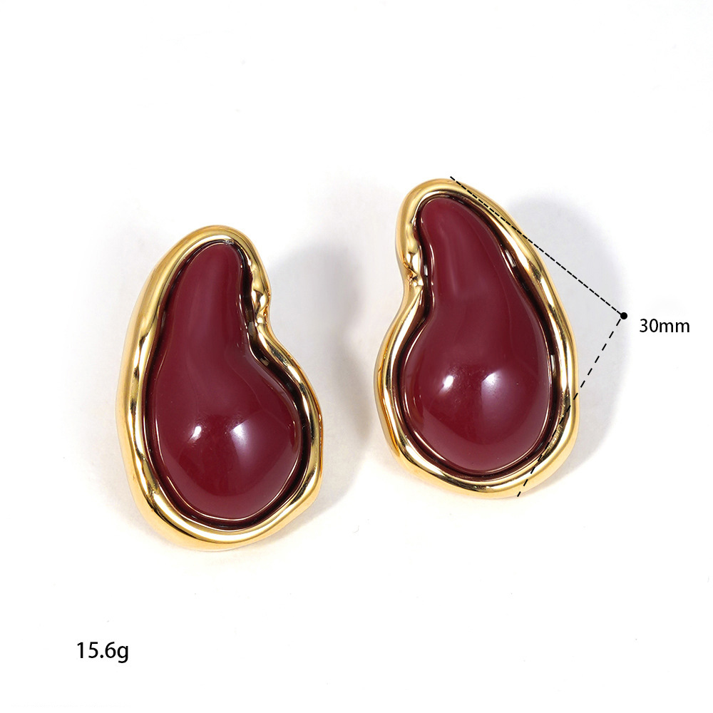 Boucles D'Oreilles Puces En Résine En Forme De Goutte De La Série Classique Image5