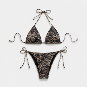 Ensemble Bikini Élégant À Imprimé Léopard Et Bretelles Nouées h5 