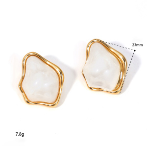 Boucles D'Oreilles Puces Pour Femmes, Collection Simple, Style Rétro, Forme Irrégulière, Dégradé De Couleurs, En Résine. h5 Image4