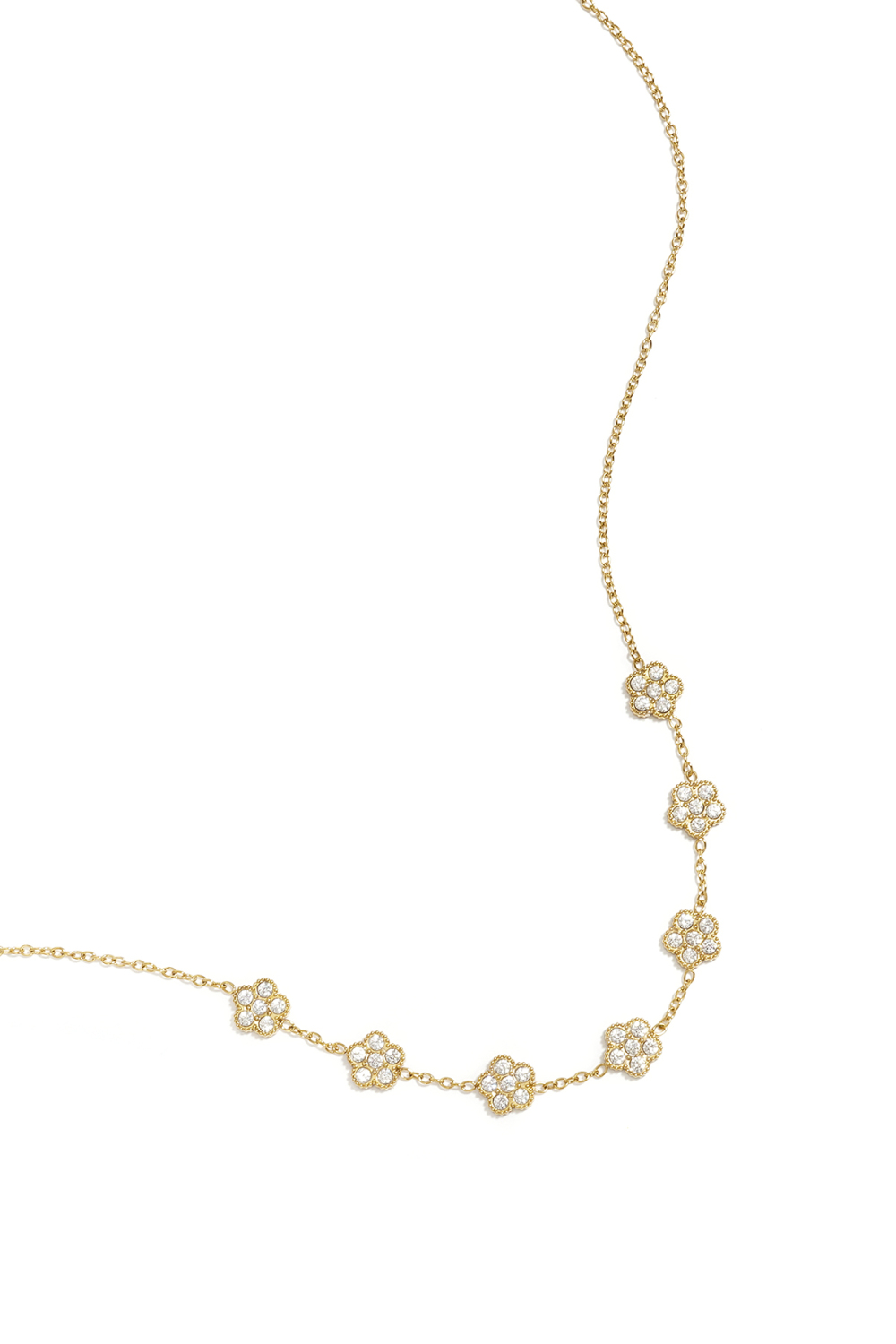 Collier Élégant Orné De Fleurs Serties De Zirconias 