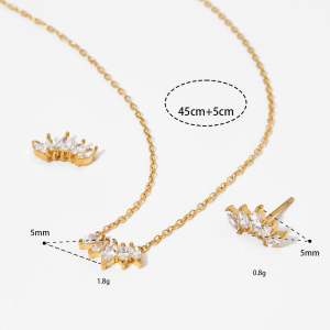 Ensembles De Colliers Pour Femmes En Acier Inoxydable Imperméable Couleur Or Avec Zircon, Collection Simple Series h5 Image4