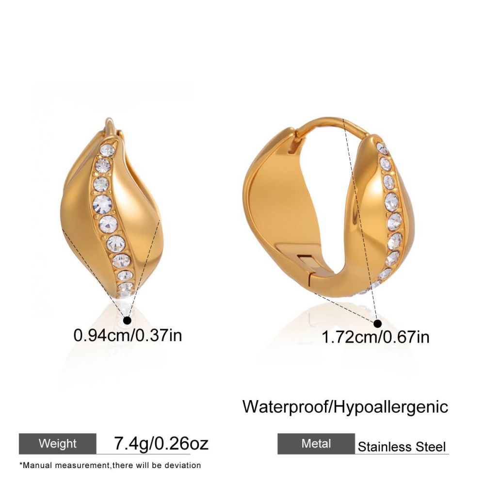 Boucles D'Oreilles Créoles Pour Femmes, Style Rétro, Forme Irrégulière, En Acier Inoxydable, Étanches, Couleur Or, Collection Simple Series 