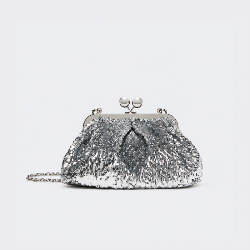 Sac Rond Pour Femme En Polyester Tissé Uni À Sequins, Style Soirée Image2