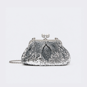 Sac Rond Pour Femme En Polyester Tissé Uni À Sequins, Style Soirée h5 Image2