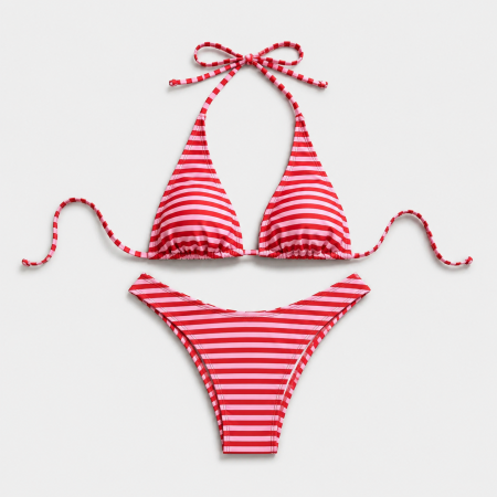 Ensemble bikini simple et mignon à rayures en polyamide