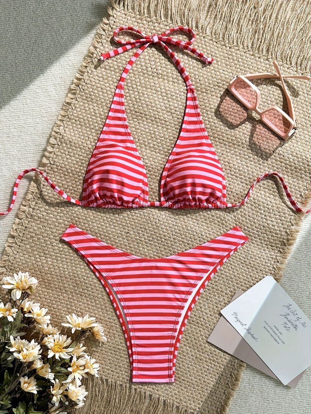 Ensemble Bikini Simple Et Mignon À Rayures En Polyamide